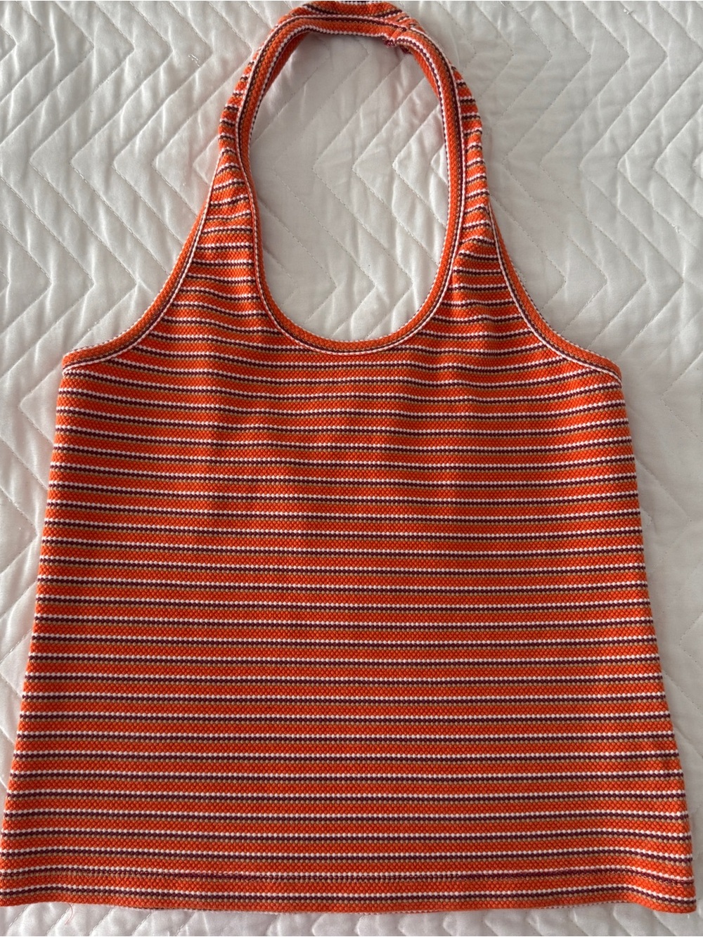 Pilcro Orange Striped Knit Tank Top